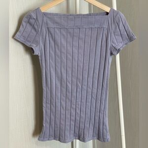 We The Free Lavender Ribbed Square Neck Top